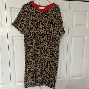 Leopard Print Dress with Red Collar